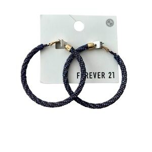 Forever 21 Iridescent Crushed Stone Hoop Earrings Sparkle